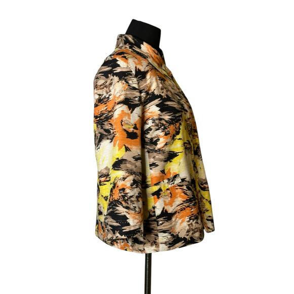 David Brooks vintage orange yellow print silk blazer jacket size Medium - Picture 9 of 16